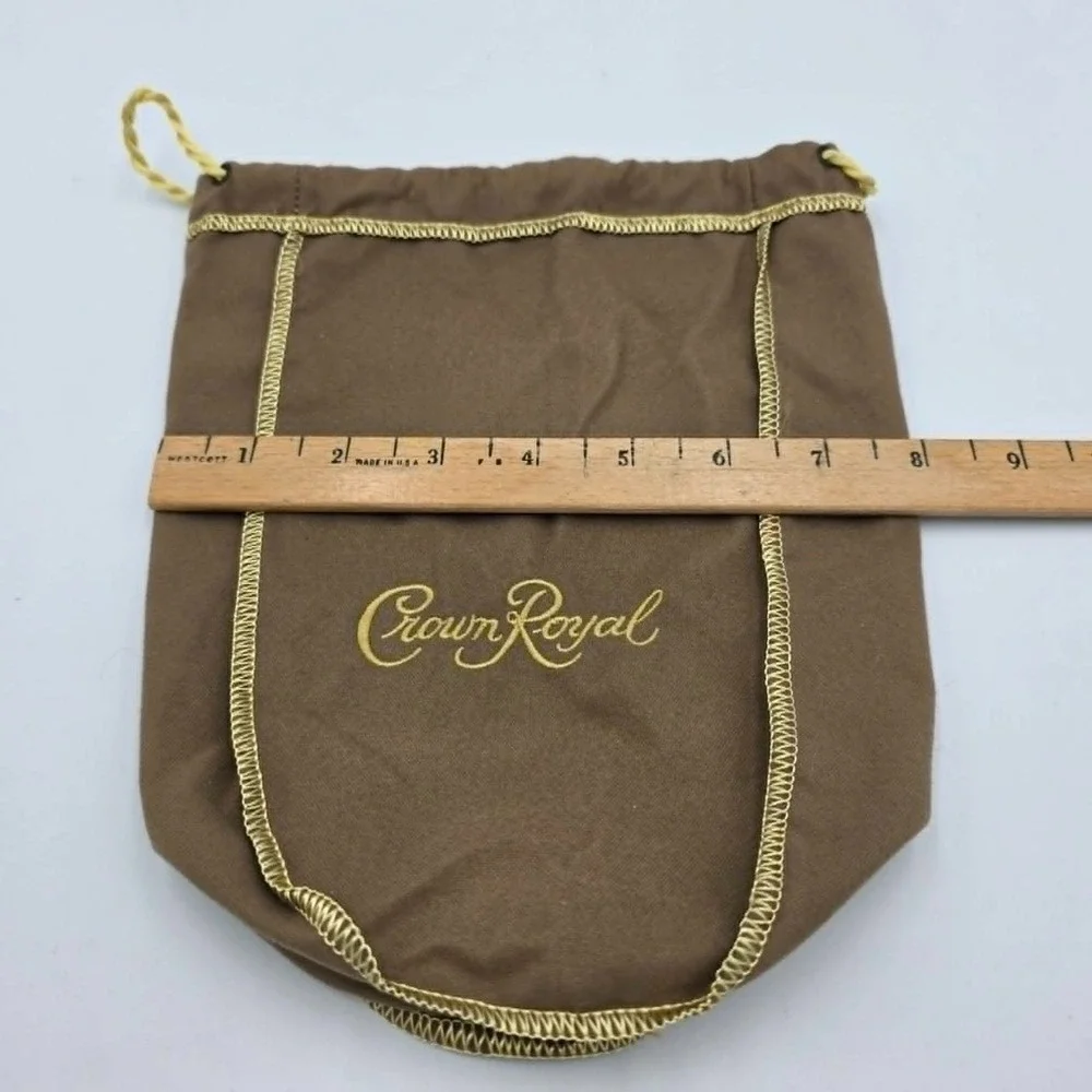 Crown Royale Drawstring Bag Brown with Logo - Party Favor Wedding Bachelor